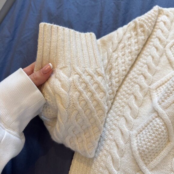 Aritzia Sunday Best Quarter-Zip Cable Knit Sweater S White Cream Oversized - Picture 5 of 8